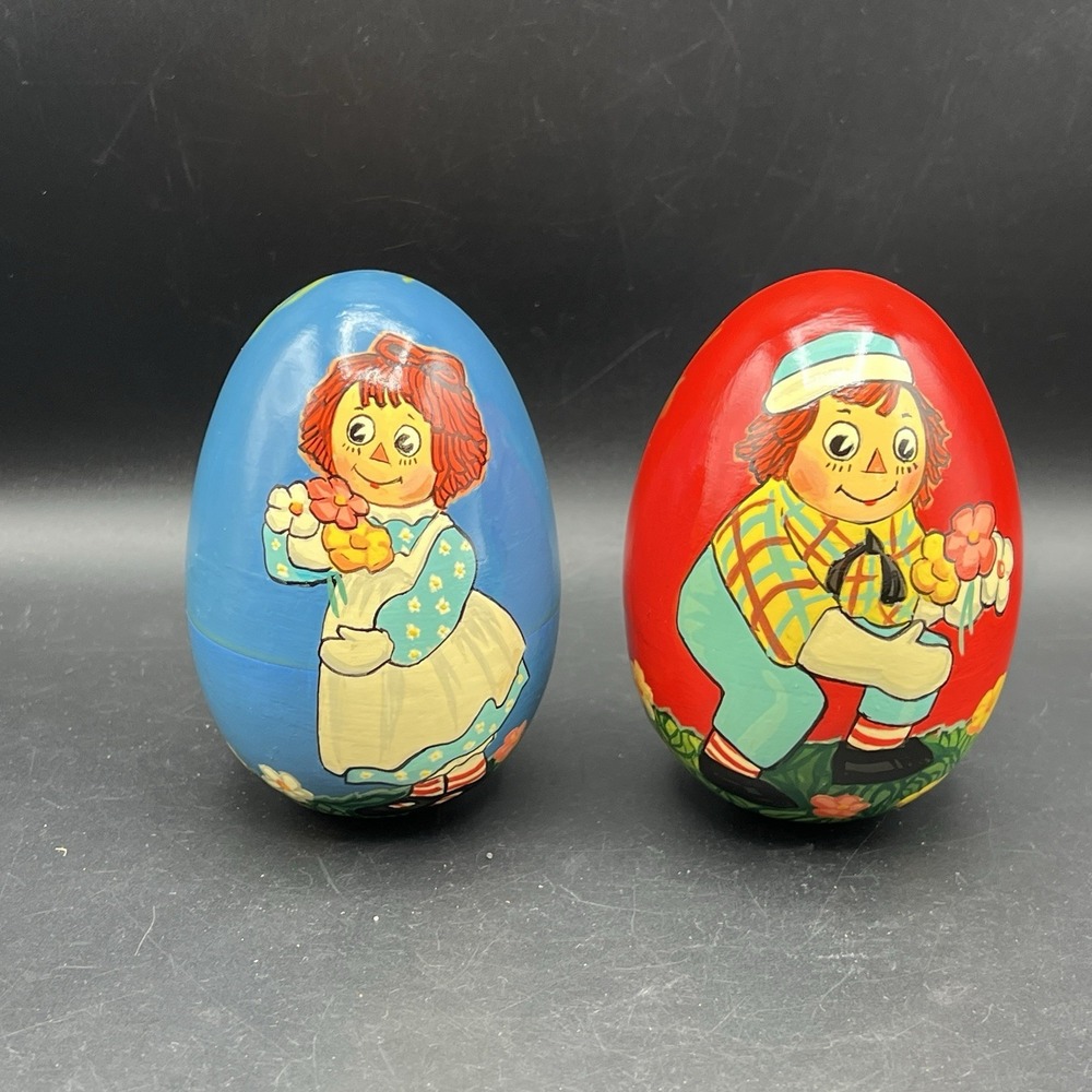 VTG Raggedy Ann & Andy‎ Wooden Chime Weeble Wobble Figure Lot Collectible USSR